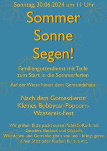 Read more about the article Sommer, Sonne, Segen! Familiengottesdienst zum Start in die Sommerferien